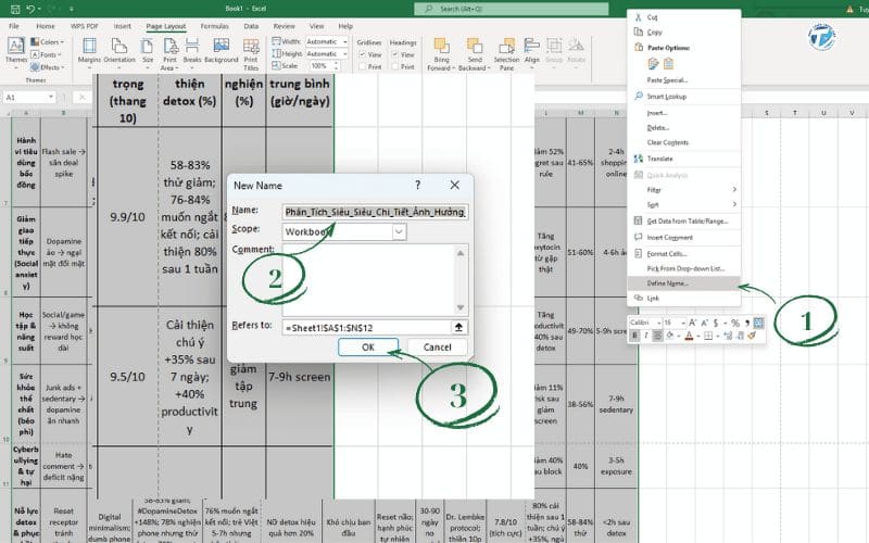 Hình ảnh chuẩn bị trước khi in Excel vừa trang giấy A4 ngang - Đặt tên vùng in